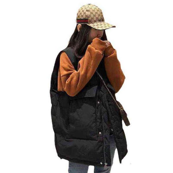 2021 autumn and winter vest coat stand collar medium long large pocket down women's pinghu, Black;white
2021 autumn and winter vest coat stand collar medium long large pocket down women's pinghu, Black;white