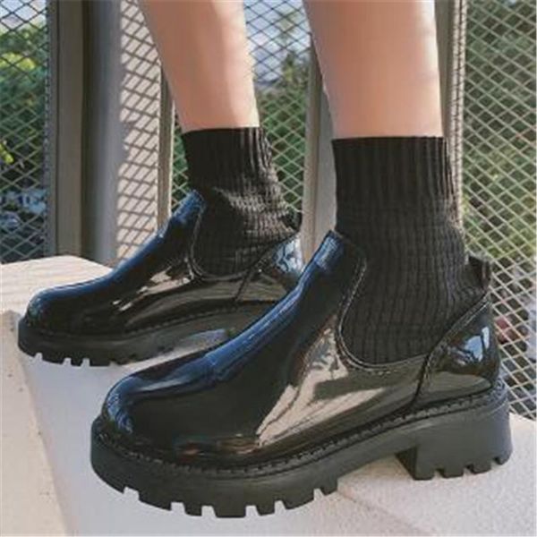 boots autumn fashion shoes women ankle round head thick bottom knitting+leather waterproof woman slip on black 35-40
boots autumn fashion shoes women ankle round head thick bottom knitting+leather waterproof woman slip on black 35-40