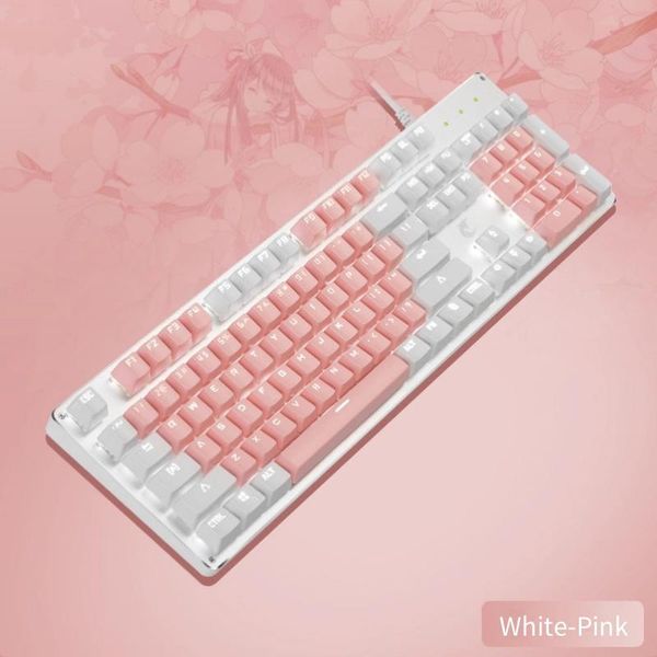 keyboards 104 keys mechanical keyboard pink white gaming usb wired led backlit blue switch double s keycaps for deskpc
keyboards 104 keys mechanical keyboard pink white gaming usb wired led backlit blue switch double s keycaps for deskpc