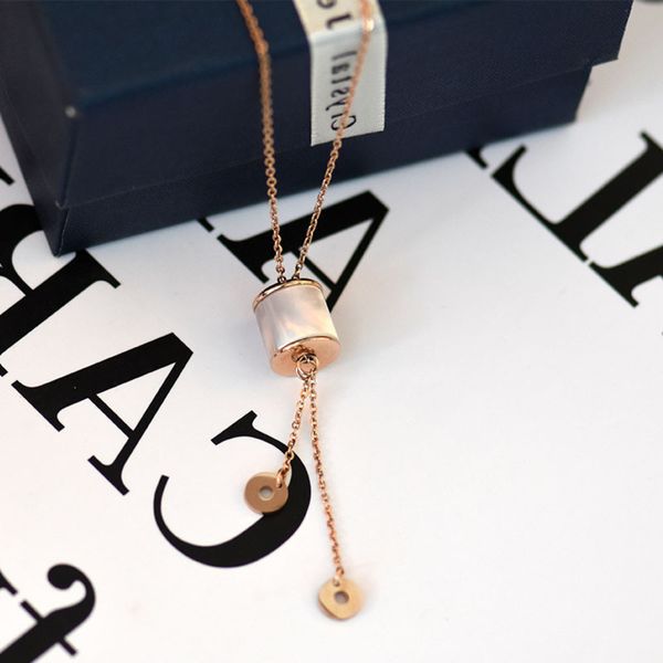 creative rose gold titanium steel cylindrical shell necklace women's fashion clavicle chain, Black
creative rose gold titanium steel cylindrical shell necklace women's fashion clavicle chain, Black