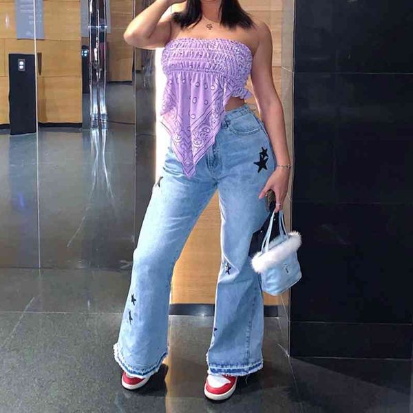 high-waisted trousers burnt hip jeans 2-color star embroidered heavy leather washed, Blue
high-waisted trousers burnt hip jeans 2-color star embroidered heavy leather washed, Blue