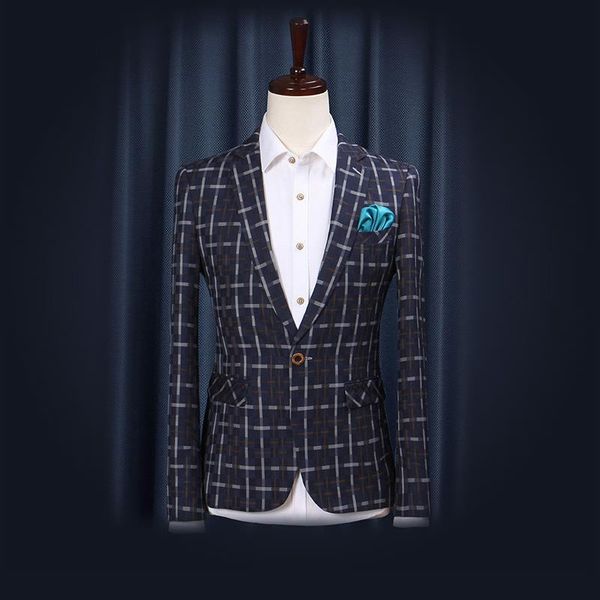 arrival spring autumn men single button suit boys business blazer blue plaid casual coat leisure clothing men's suits & blazers, White;black
arrival spring autumn men single button suit boys business blazer blue plaid casual coat leisure clothing men's suits & blazers, White;black