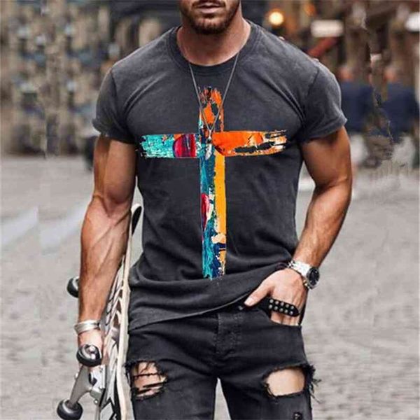 men's oversized vintage short sleeve t shirts summer new fashion harajuku colorful cross printed o collared tshirts for men 210329, White;black
men's oversized vintage short sleeve t shirts summer new fashion harajuku colorful cross printed o collared tshirts for men 210329, White;black