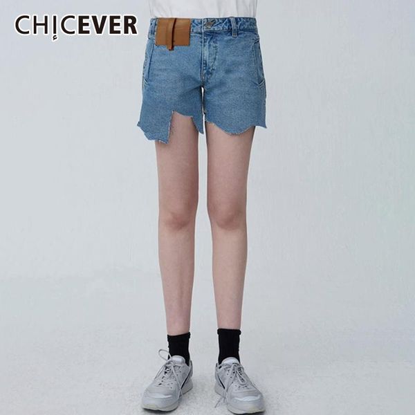 women's shorts chicever casual colorblock denim short pants high waist patchwork straight irregular hem loose female 2021 summer stylis, White;black
women's shorts chicever casual colorblock denim short pants high waist patchwork straight irregular hem loose female 2021 summer stylis, White;black