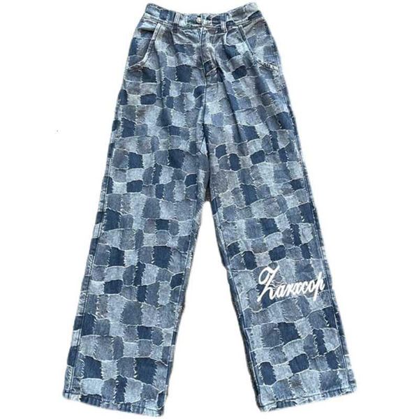 women's jeans harajuku style retro streetwear plaid pants casual college straight wide-leg trousers for men and women, Blue
women's jeans harajuku style retro streetwear plaid pants casual college straight wide-leg trousers for men and women, Blue