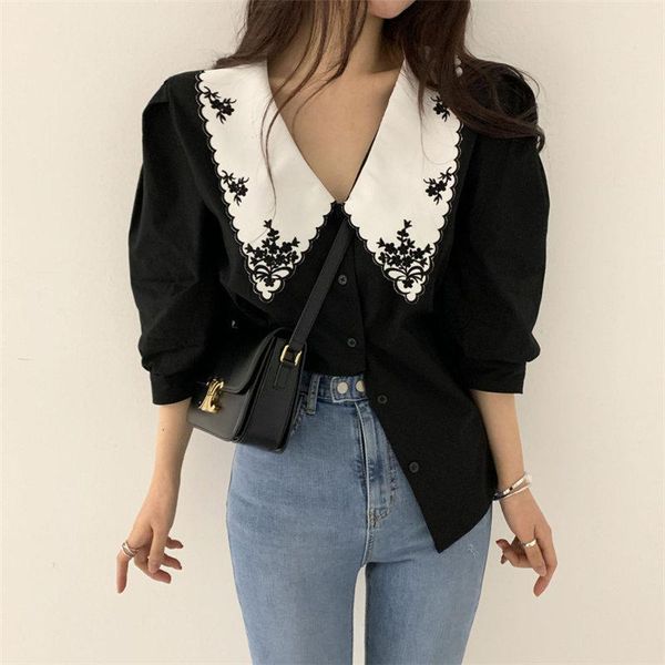 women's blouses & shirts retro embroidery 2021 gentle ol color-hit leisure chic loose sweet casual women all match, White
women's blouses & shirts retro embroidery 2021 gentle ol color-hit leisure chic loose sweet casual women all match, White