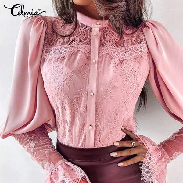 celmia fashion elegant women soild color lace stitching blouse long flare sleeve loose shirt office button plus size s-5xl 7, White
celmia fashion elegant women soild color lace stitching blouse long flare sleeve loose shirt office button plus size s-5xl 7, White