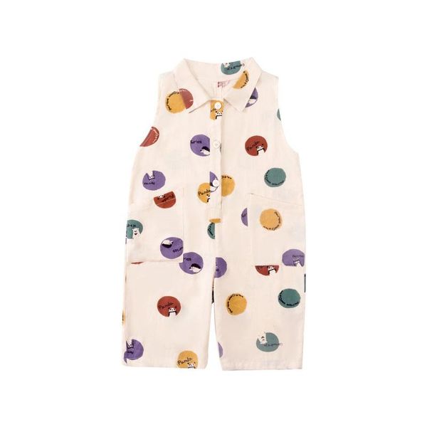 trousers girls' jumpsuit, cute summer dress, fashion children's clothing, through printed jumpsuit, Blue