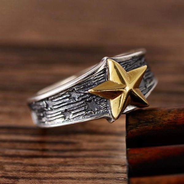 cluster rings original design of thai silver five pointed star non inlaid ring craft charm retro women's brand jewelry, Golden;silver
cluster rings original design of thai silver five pointed star non inlaid ring craft charm retro women's brand jewelry, Golden;silver