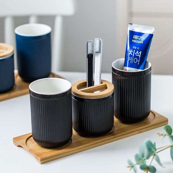 bath accessory set ceramics creative bathroom suite white/black/blue toothbrush cup holder tray 4-piece supplies
bath accessory set ceramics creative bathroom suite white/black/blue toothbrush cup holder tray 4-piece supplies