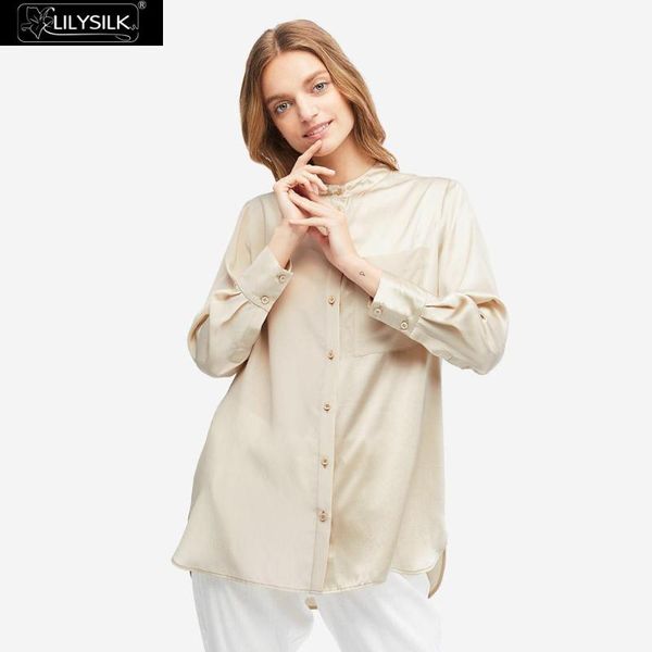 women's blouses & shirts lilysilk silk blouse charmeuse crepe de chine spliced women, White
women's blouses & shirts lilysilk silk blouse charmeuse crepe de chine spliced women, White
