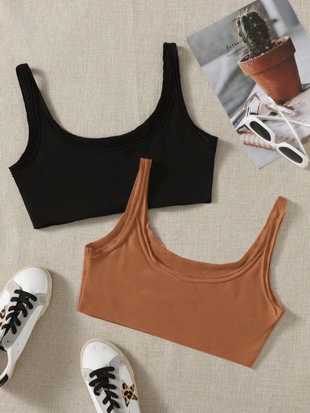 2pcs solid crop tank a4iu#, White
2pcs solid crop tank a4iu#, White