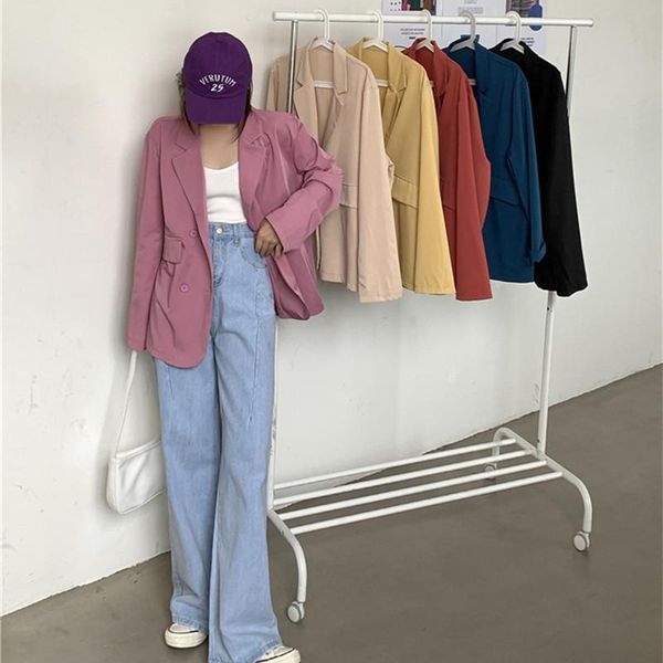 women's suits & blazers 2021 chic loose light yellow women blazer autumn oversized female suit jacket full sleeve outwear femme, White;black
women's suits & blazers 2021 chic loose light yellow women blazer autumn oversized female suit jacket full sleeve outwear femme, White;black