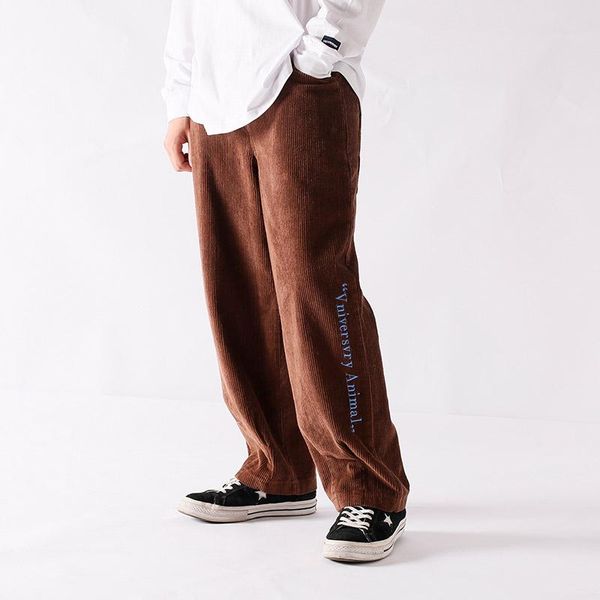 men's pants men casual loose baggy wide leg corduroy, Black