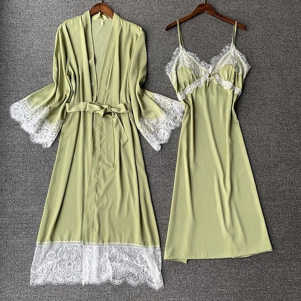 women's sleepwear satin robe set women two pieces casual kimono bathrobe gown lace nightdress intimate lingerie home clothes, Black;red
women's sleepwear satin robe set women two pieces casual kimono bathrobe gown lace nightdress intimate lingerie home clothes, Black;red
