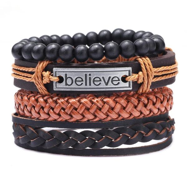 tennis 4pc/set vintage i believe multi-layer leather&beaded bracelet for men braided rope wrap bracelets gifts fashion jewelry, Golden;silver
tennis 4pc/set vintage i believe multi-layer leather&beaded bracelet for men braided rope wrap bracelets gifts fashion jewelry, Golden;silver