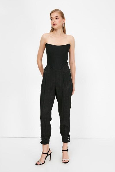 women's pants & capris trendyol high waist jacquard satin tprss21pl0620, Black;white
women's pants & capris trendyol high waist jacquard satin tprss21pl0620, Black;white
