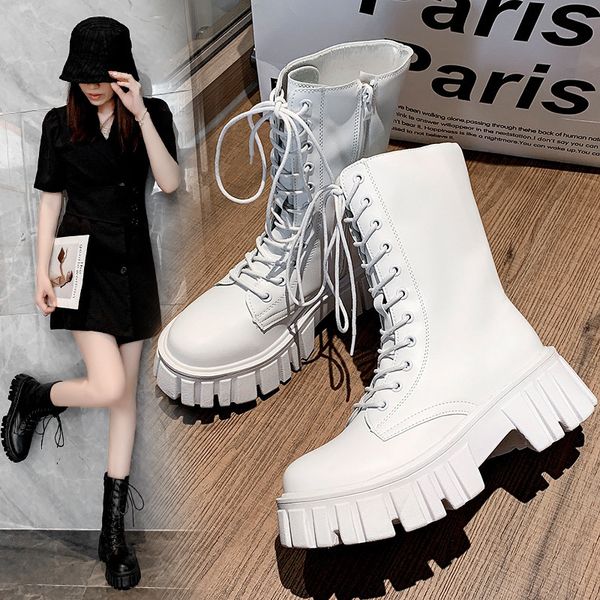 2021 autumn and winter martin women's fashion thick high short british style flat soled thin middle tube boots, Black
2021 autumn and winter martin women's fashion thick high short british style flat soled thin middle tube boots, Black