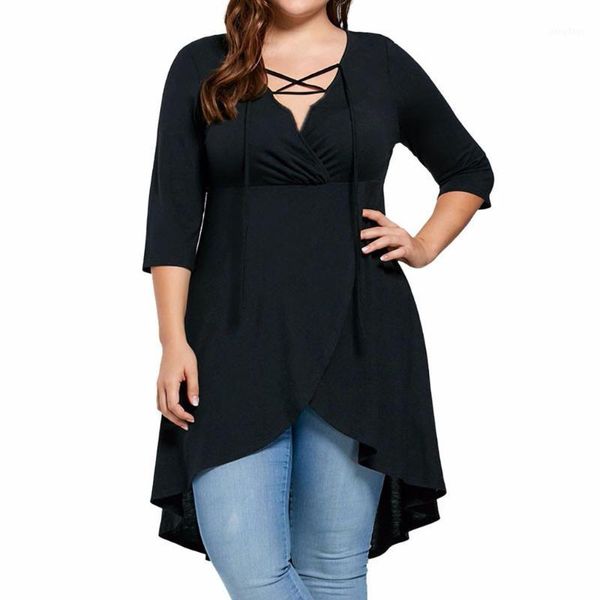 long tunic woman fashion solid plus size irregular female three quarter sleeve shirt high low hem blouse women's blouses & shirts, White
long tunic woman fashion solid plus size irregular female three quarter sleeve shirt high low hem blouse women's blouses & shirts, White