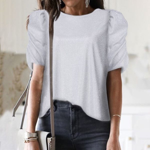 blouses celmia fashion silver glossy blouses women 2021 summer casual loose short puff sleeve blusas elegant office shirt plus size, White
blouses celmia fashion silver glossy blouses women 2021 summer casual loose short puff sleeve blusas elegant office shirt plus size, White