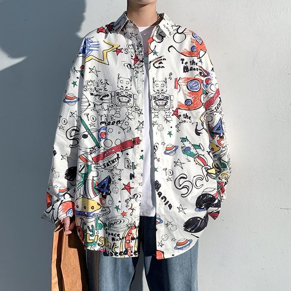 cartoon graffiti print shirts for men 2021 spring fashion clothing trends long sleeve button up blouse japan harajuku streetwear men's, White;black
cartoon graffiti print shirts for men 2021 spring fashion clothing trends long sleeve button up blouse japan harajuku streetwear men's, White;black