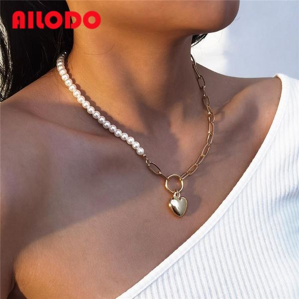 pendant necklaces ailodo elegant pearl chain heart necklace for women gold silver color thick link statement collier femme gift
pendant necklaces ailodo elegant pearl chain heart necklace for women gold silver color thick link statement collier femme gift