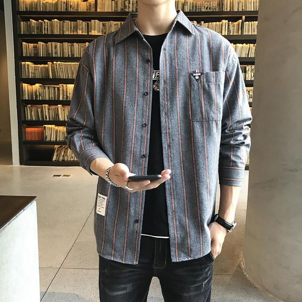 men's casual shirts 2021 spring trend shirt long sleeve stripe handsome personalized student fashion slim wear, White;black
men's casual shirts 2021 spring trend shirt long sleeve stripe handsome personalized student fashion slim wear, White;black