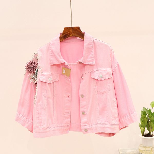 jacket spring autumn embroidery three sleeve jeans flower beaded short white pink denim jacket women loose basic coat, Black;brown
jacket spring autumn embroidery three sleeve jeans flower beaded short white pink denim jacket women loose basic coat, Black;brown