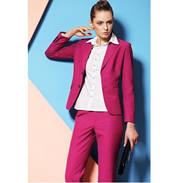 pink pant suits for women custom made ladies business formal office work wear sets uniform styles women's two piece pants, White
pink pant suits for women custom made ladies business formal office work wear sets uniform styles women's two piece pants, White
