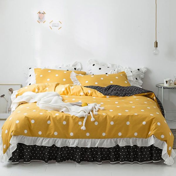 yellow black princess bedding set king twin luxury 4pcs ruffles quilt cover 100% cotton bedspread bed skirt pillowcase sets
yellow black princess bedding set king twin luxury 4pcs ruffles quilt cover 100% cotton bedspread bed skirt pillowcase sets