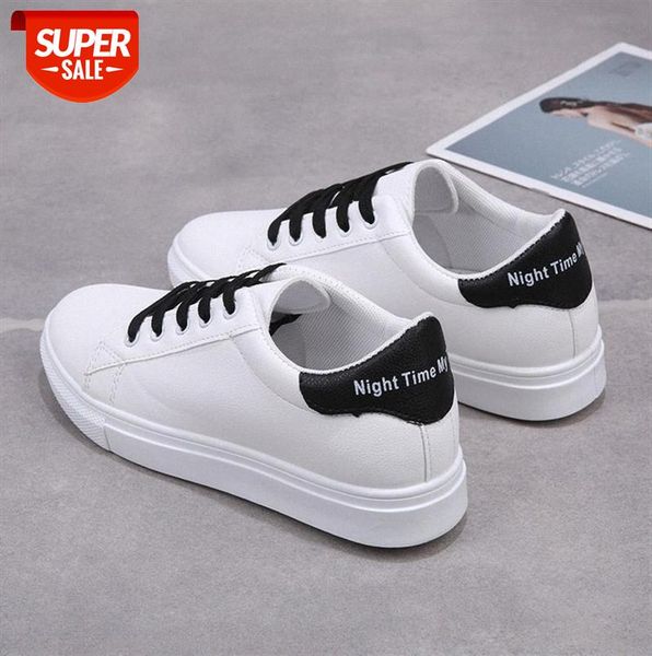 casual women's sneakers student white shoes flat round toe leather stitching front lace-up #xy12
casual women's sneakers student white shoes flat round toe leather stitching front lace-up #xy12