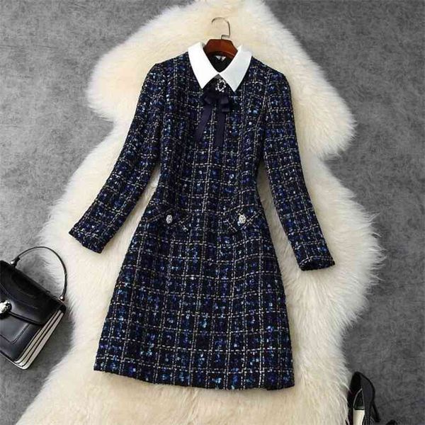 spring autumn diamonds bow tie turn down collar tweed dress women vintage plaid beaded tassel woolen a line mini robe 210514, Black;gray
spring autumn diamonds bow tie turn down collar tweed dress women vintage plaid beaded tassel woolen a line mini robe 210514, Black;gray