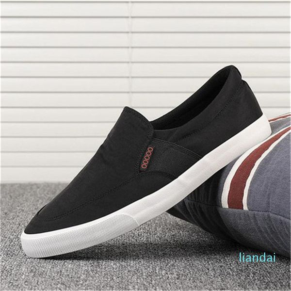 men's canvas loafers male washed canvas slip-on flat summer non-sli, Black;white