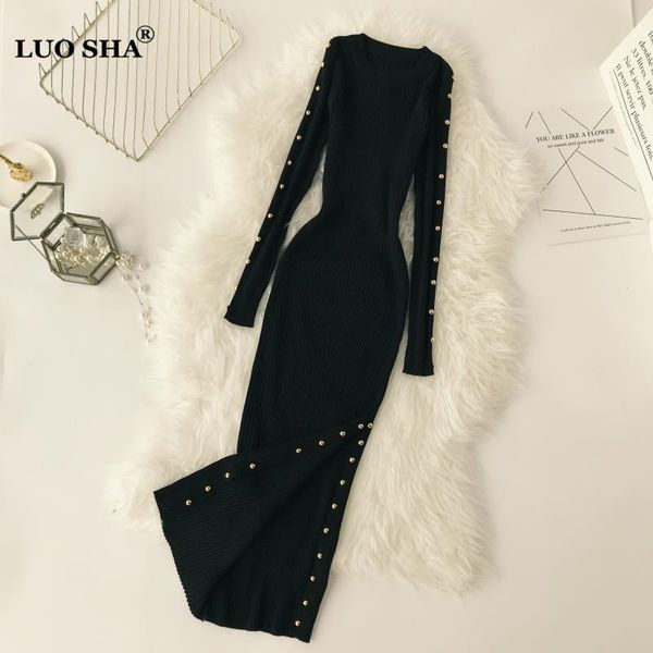 casual dresses luosha women autumn winter long sleeve sweater dress striped side split with rivet slim sheath fashion vestidos, Black;gray
casual dresses luosha women autumn winter long sleeve sweater dress striped side split with rivet slim sheath fashion vestidos, Black;gray