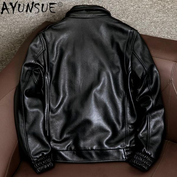 men's leather & faux akoosun 100% genuine cow jacket men clothing 2021 plus size cowhide coat autumn spring flight kj6736, Black
men's leather & faux akoosun 100% genuine cow jacket men clothing 2021 plus size cowhide coat autumn spring flight kj6736, Black