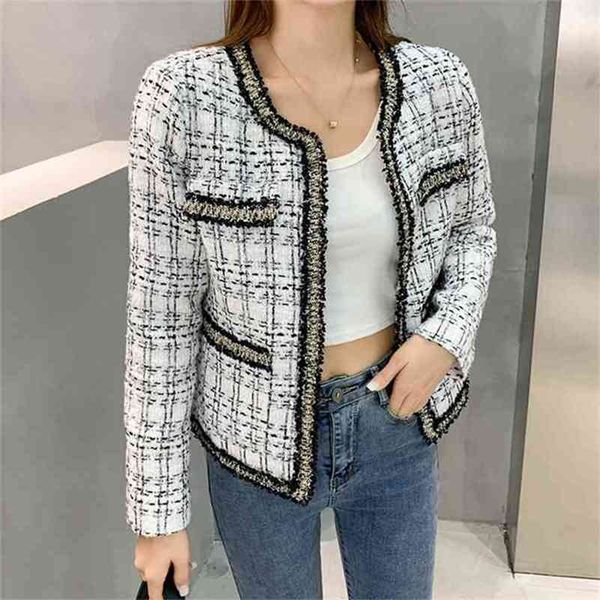 small fragrance o neck patchwork jacket women korean tweed short coat femme elegant chaquetas mujer autumn 210603, Black;brown
small fragrance o neck patchwork jacket women korean tweed short coat femme elegant chaquetas mujer autumn 210603, Black;brown