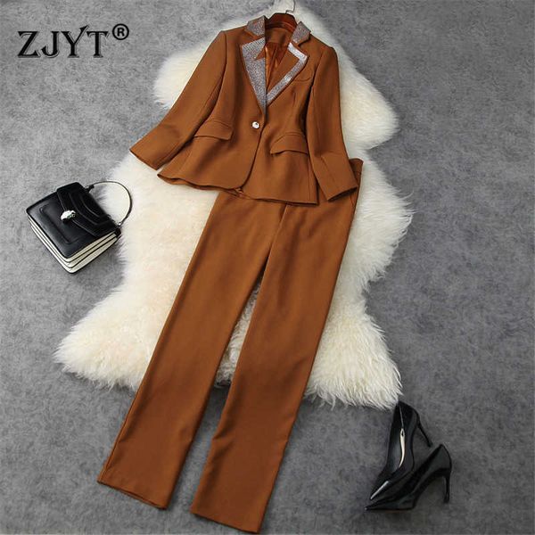 luxury diamonds notched blazer and pants suit women elegant office lady two piece outfits formal trousers sets 210601, White
luxury diamonds notched blazer and pants suit women elegant office lady two piece outfits formal trousers sets 210601, White