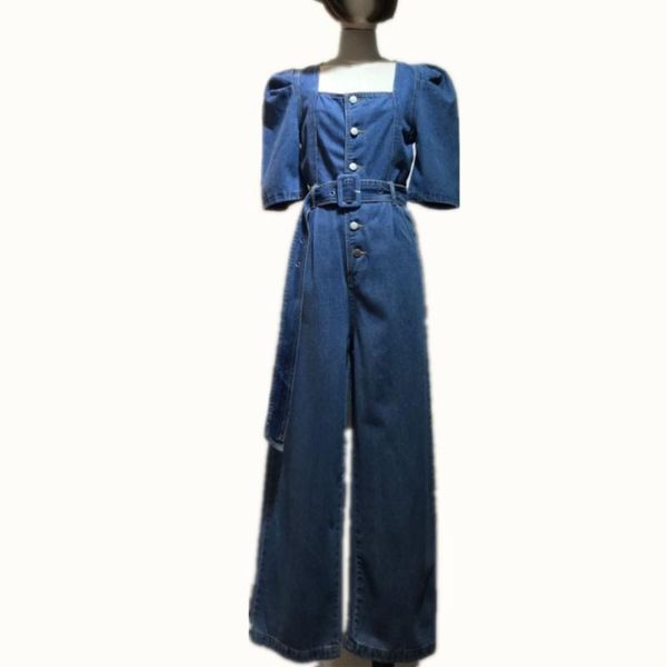 women's jumpsuits & rompers 2021 spring square collar denim playsuits women fashion short sleeve high waist wide leg jeans overalls, Black;white
women's jumpsuits & rompers 2021 spring square collar denim playsuits women fashion short sleeve high waist wide leg jeans overalls, Black;white