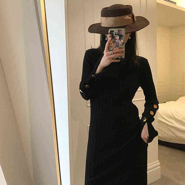 casual dresses french temperament thickened warm knitted bottomed wool dresses long sleeve 2022 autumn and winter gold button small black sk, Black;gray
casual dresses french temperament thickened warm knitted bottomed wool dresses long sleeve 2022 autumn and winter gold button small black sk, Black;gray