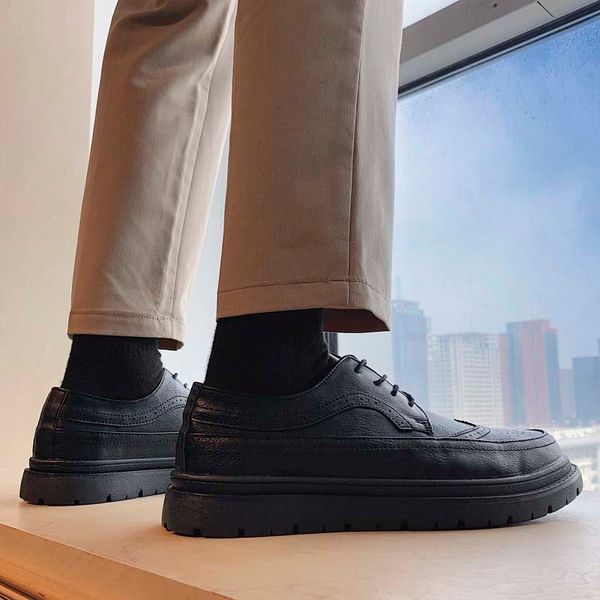 dress shoes men's spring trend casual all-match british leather soft sole comfortable and non-slip for men 1lfv, Black
dress shoes men's spring trend casual all-match british leather soft sole comfortable and non-slip for men 1lfv, Black