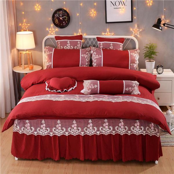 bedding sets all cotton washed princess style king size duvet cover set bed skirt pillowcase bedclothes 4pcs
bedding sets all cotton washed princess style king size duvet cover set bed skirt pillowcase bedclothes 4pcs