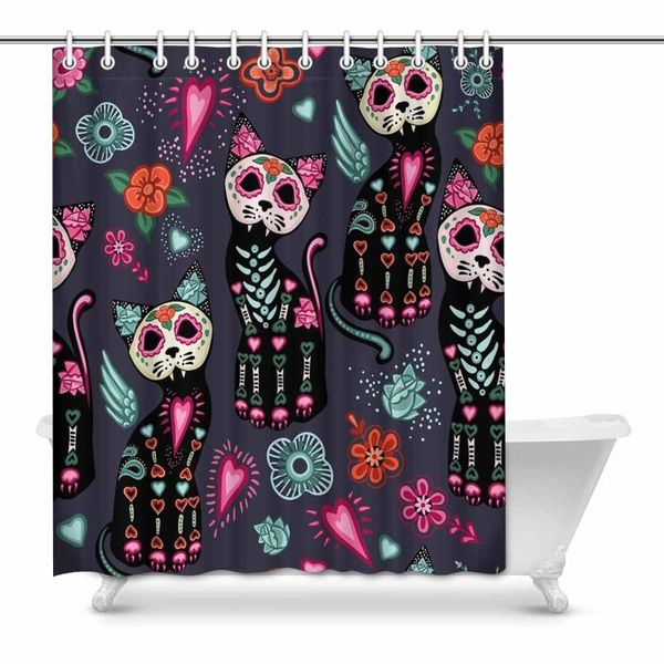 shower curtains day of the dead and halloween cats colorful flowers fabric bathroom decor
shower curtains day of the dead and halloween cats colorful flowers fabric bathroom decor