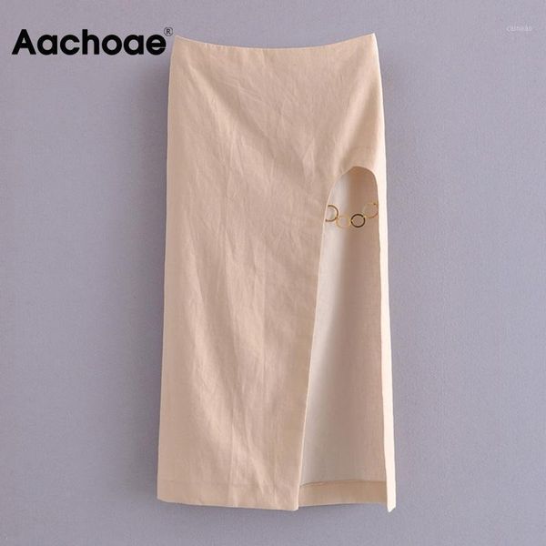 skirts aachoae solid color women split midi skirt summer chain decorate high street fashion waist cotton linen, Black
skirts aachoae solid color women split midi skirt summer chain decorate high street fashion waist cotton linen, Black