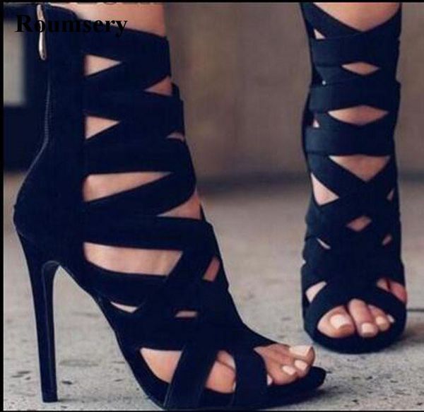 selling women fashion open toe suede leather strap cross high heel sandals cut-out bandage thin, Black
selling women fashion open toe suede leather strap cross high heel sandals cut-out bandage thin, Black