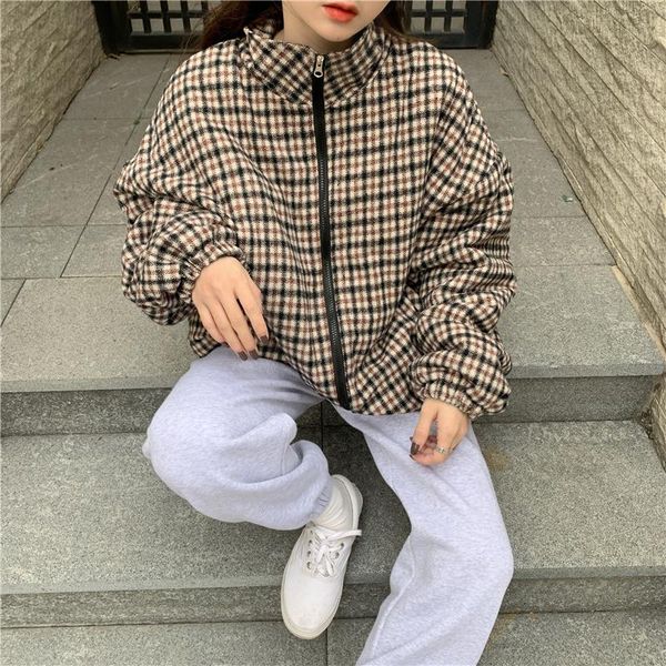 women's jackets contrast tartan jacket women spring/autumn long sleeve drop shoulder coat plaid casual plus tweed coats, Black;brown
women's jackets contrast tartan jacket women spring/autumn long sleeve drop shoulder coat plaid casual plus tweed coats, Black;brown