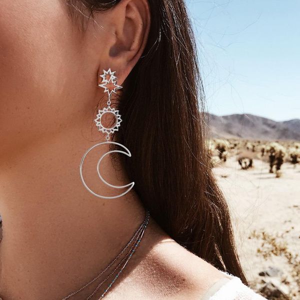 dangle & chandelier rose gold star and moon pendant women's earrings hollow geometric for her, Silver
dangle & chandelier rose gold star and moon pendant women's earrings hollow geometric for her, Silver