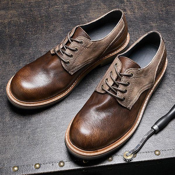 british style retro brown casual shoes men's versatile business soft sole young leather dress, Black
british style retro brown casual shoes men's versatile business soft sole young leather dress, Black