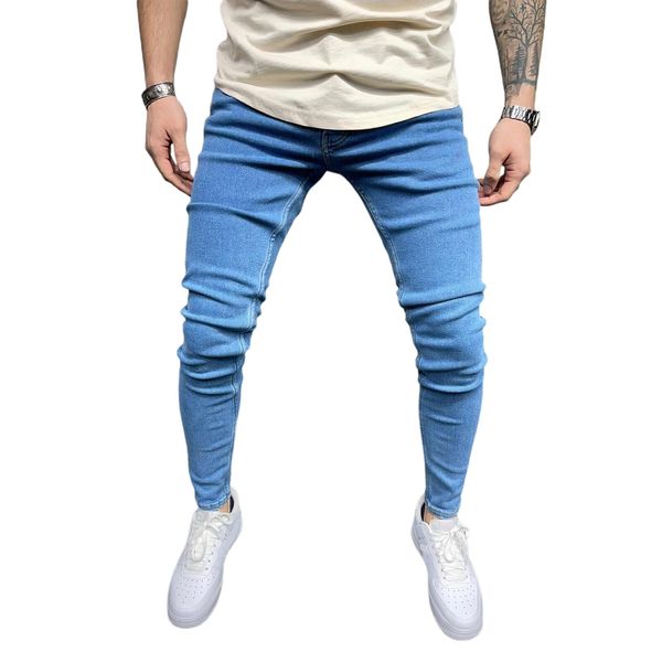 mens pants high waist zipper stretch jeans casual slim trousers male plus size pencil pants denim skinny jeans for men, Blue
mens pants high waist zipper stretch jeans casual slim trousers male plus size pencil pants denim skinny jeans for men, Blue