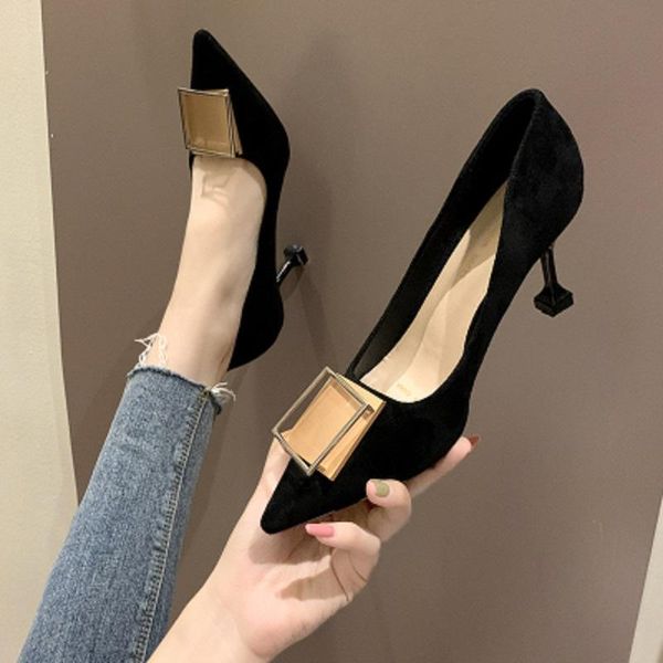 spring fashion pointed shallow mouth comfortable versatile square buckle stiletto shoes dress, Black
spring fashion pointed shallow mouth comfortable versatile square buckle stiletto shoes dress, Black