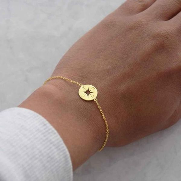 link, chain dainty disc charm rose gold color compass bracelets for women minimalist jewelry stainless steel friend gift 2021, Black
link, chain dainty disc charm rose gold color compass bracelets for women minimalist jewelry stainless steel friend gift 2021, Black